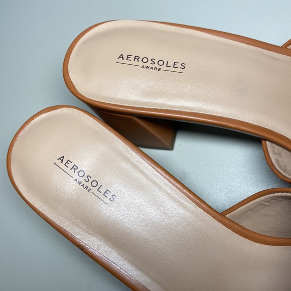 NWOT Aerosole Entree Slide Mule Block Heel Sandal Brown Size 9.5 - Picture 7 of 8
